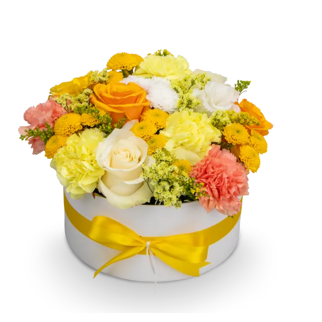 Box of yellow flowers